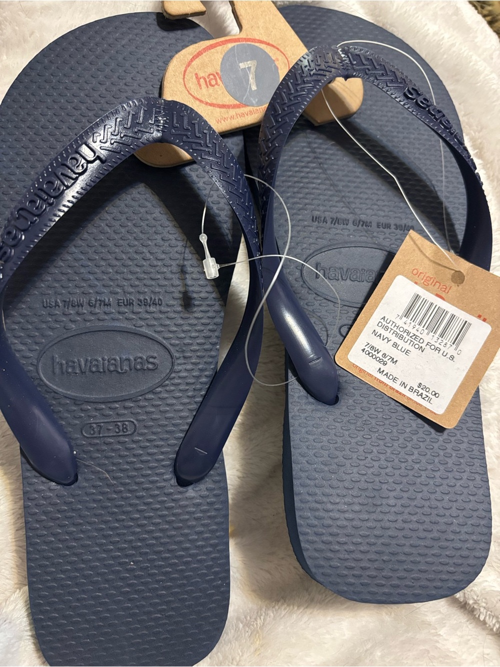Havaianas Navy Blue Flip Flops w7/8 m6/7 nwt